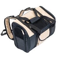 Рюкзак-сумка для переноски животных, с карманом, нейлон, 27 х 38 х 18 см, бежевый