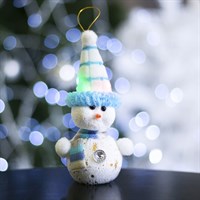 Игрушка световая "Снеговик в синей шапочке" (батарейки в комплекте), 6х17 см, 1 LED, СИНИЙ