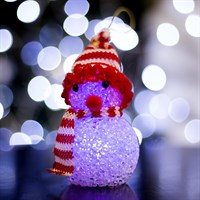 Игрушка световая "Снеговик" (батарейки в комплекте) 6х13 см, 1 LED RGB, КРАСНЫЙ