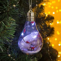 Елочный шар лампочка "Новый год", 5 LED, от батареек, БЕЛЫЙ