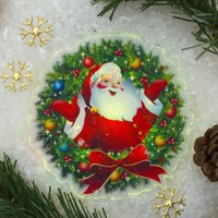 Световая картинка на присоске "Санта"(батарейки в комплекте), оптоволокно, 1 LED, RGB