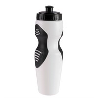 Бутылка для воды 650 мл, велосипедная, пластик HDPE, белая с черными вставками, 7х23.5 см