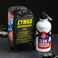Набор велосипедиста «Россия»: бутылка с держателем 500 мл, сумка на руль