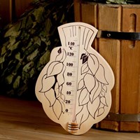 Термометр для бани и сауны деревянный "Веник", до 150°C, 26,2×18,4 см, МИКС