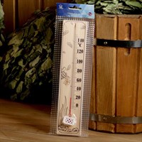 Термометр для бани и сауны деревянный "Шайка с веником", до 150°C, 29×6 см