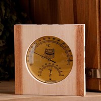 Термогигрометр для бани и сауны деревянный, сдвоенный циферблат, 13.5×13.5 см