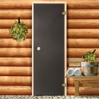 Дверь для бани и сауны стеклянная, 190×70см, 6мм, бронза матовая