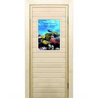 Дверь для бани со стеклом (40*60), &quot;Кораллы-2&quot;, 170×70см, коробка из осины