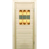 Дверь для бани со стеклом (40*60), &quot;Восточные мотивы&quot;, 170×70см, коробка из осины