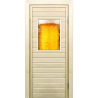 Дверь для бани со стеклом (40*60), &quot;Пенное&quot;, 170×70см, коробка из осины
