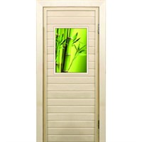 Дверь для бани со стеклом (40*60), "Бамбук-2", 170×70см, коробка из осины