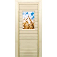 Дверь для бани со стеклом (40*60), &quot;Пшеница-1&quot;, 170×70см, коробка из осины