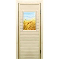 Дверь для бани со стеклом (40*60), &quot;Пшеница-2&quot;, 170×70см, коробка из осины