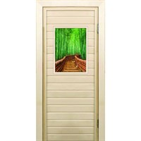 Дверь для бани со стеклом (40*60), &quot;Бамбук-3&quot;, 170×70см, коробка из осины