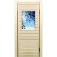 Дверь для бани со стеклом (40*60), &quot;Лёд&quot;, 170×70см, коробка из осины
