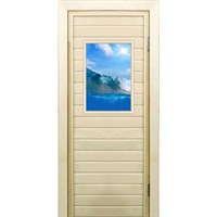 Дверь для бани со стеклом (40*60), &quot;Волна&quot;, 170×70см, коробка из осины