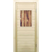 Дверь для бани со стеклом (40*60), &quot;Дерево&quot;, 170×70см, коробка из осины