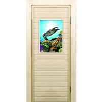 Дверь для бани со стеклом (40*60), &quot;Черепаха-2&quot;, 170×70см, коробка из осины
