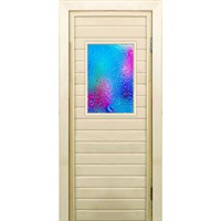 Дверь для бани со стеклом (40*60), &quot;Неон&quot;, 170×70см, коробка из осины