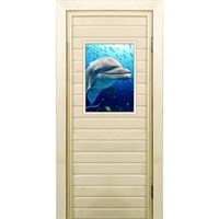 Дверь для бани со стеклом (40*60), &quot;Дельфин&quot;, 170×70см, коробка из осины