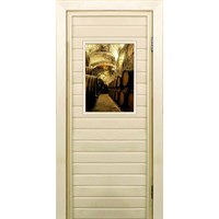 Дверь для бани со стеклом (40*60), &quot;Погреб-1&quot;, 170×70см, коробка из осины