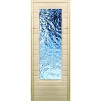 Дверь для бани со стеклом (43*129), &quot;Лёд&quot;, 170×70см, коробка из осины