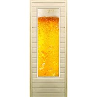 Дверь для бани со стеклом (43*129), "Пенное", 170×70см, коробка из осины