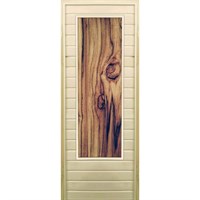 Дверь для бани со стеклом (43*129), "Темное дерево", 170×70см, коробка из осины
