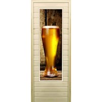 Дверь для бани со стеклом (43*129), &quot;Бокал&quot;, 170×70см, коробка из осины