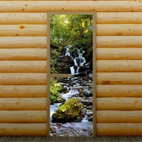 Дверь для бани и сауны "Горный ручей", 190 х 70 см, с фотопечатью 8 мм Добропаровъ