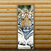 Дверь для бани и сауны "Тигр", 190 х 70 см, с фотопечатью 8 мм Добропаровъ