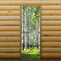 Дверь для бани и сауны "Берёзовая роща", 190 х 70 см, с фотопечатью 8 мм Добропаровъ