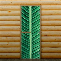 Дверь для бани и сауны "Пальмовый лист", 190 х 70 см, с фотопечатью 8 мм Добропаровъ