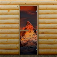 Дверь для бани и сауны "Горная вершина", 190 х 70 см, с фотопечатью 8 мм Добропаровъ