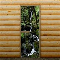 Дверь для бани и сауны &quot;Горный водопад&quot;, 190 х 70 см, с фотопечатью 8 мм Добропаровъ