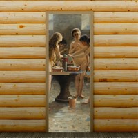 Дверь для бани и сауны "В баньке", 190 х 70 см, с фотопечатью 8 мм Добропаровъ