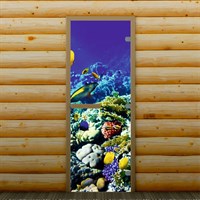 Дверь для бани и сауны "Морское дно", 190 х 70 см, с фотопечатью 8 мм Добропаровъ