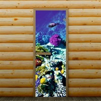 Дверь левое открывание "Морские обитатели", 190 х 70 см, с фотопечатью 6 мм Добропаровъ
