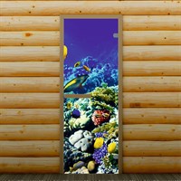 Дверь левое открывание "Морское дно", 190 х 70 см, с фотопечатью 6 мм Добропаровъ