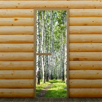 Дверь левое открывание "Берёзовая роща", 190 х 70 см, с фотопечатью 6 мм Добропаровъ