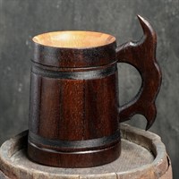 Кружка пивная деревянная "Мюнкер", темная, 0,8 л, 1 сорт