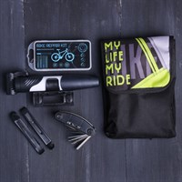 Набор велосипедиста «Моя жизнь»: универсальный ключ, ремкомплект, иструмент для разбортировки шин, насос