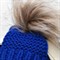 Вязаная шапочка с меховым помпоном, XS-S, объем головы 22, высота шапки 7,5 см  МИКС - фото 2021008