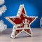 Фигура деревянная "Звезда со Снеговиком", 22х22х4 см, 2*AАA (не в компл.) 6 LED, красный фон - фото 2031608
